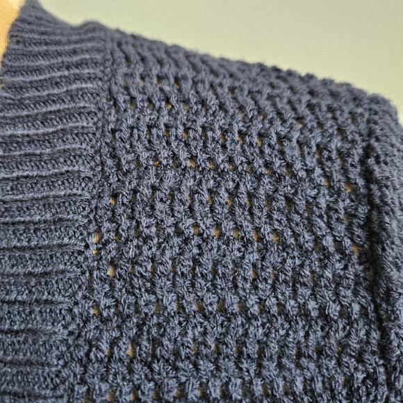 Vicki Wayne Navy Blue Cropped Cocoon Knit Open Shrug Cardigan Size Small - Picture 8 of 10